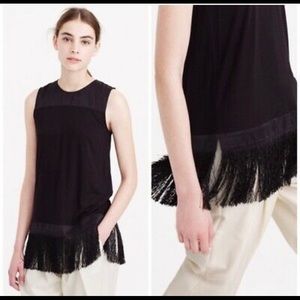 J. Crew Black sleeveless top tunic with fringe